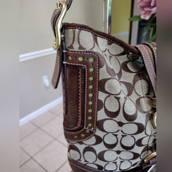 Rare Coach Vintage Perforated Duffle Signature Leather hampton Hobo bag - Picture 12 of 16